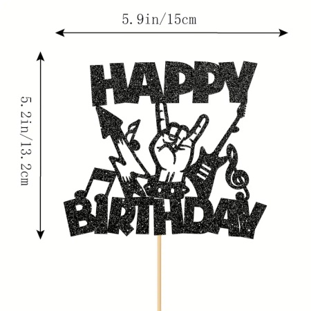 Papierowy topper na tort Happy Birthday MUZYKA ROCK GITARA