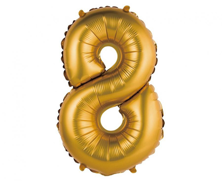 #BFC11 Balon foliowy "Cyfra 8", złota, matowa, 35 cm KK