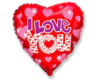 #BFK Balon foliowy 18" FX - I Love You + serduszka, pakowany