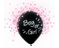 #BL Balony Helium Formula, Boy Or Girl, różowe konfetti, 12 cali, 4 szt.