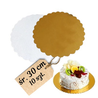 Karbowany podkład pod tort ZŁOTY gruby Ø 30 cm 10 szt.