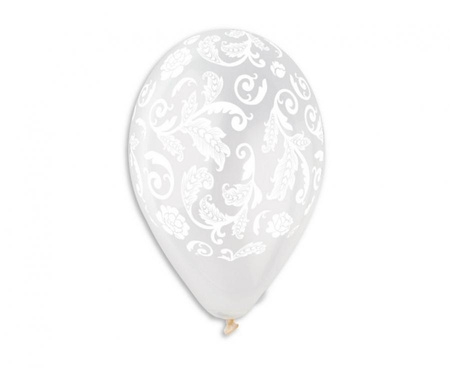 #BL Balony Premium Hel "Witrażowe liście", transparentne, 13"/ 5 szt. KK