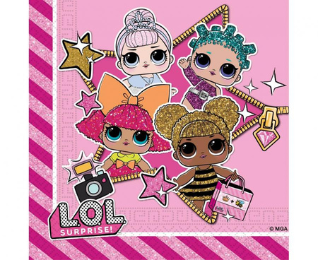 #ZSE Serwetki papierowe LOL Gliteratti Metalic MGA Entertainment, rozm. 33x33 cm, 20szt.
