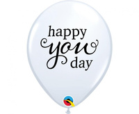 #BL Balon QL 11" RND biały z nadr. Happy you day, 25 szt. KK