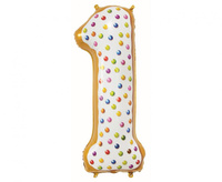 #BFC12 Balon foliowy Cyfra 1, ciasteczko, 78 cm KK