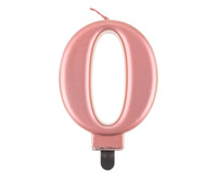 #SC10 Świeczka B&C cyferka 0, metalik różowo-złota, 9 cm