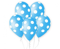 #BL Balony Premium Grochy, błękitne, 12"/ 5 szt.