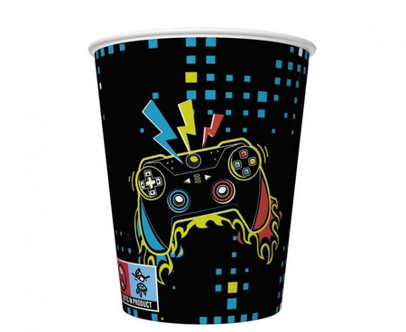 #ZKU Kubeczki pap. Play Joystick Pad, 250 ml, 8 szt.