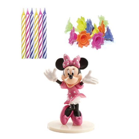 Zestaw świeczki urodzinowe i figurka PVC Myszka Minnie na tort DeKora