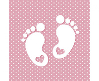 #ZSE Serwetki papierowe Little Feet Pink, 33 x 33 cm, 20 szt.