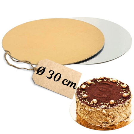 Podkład dwustronny pod ciasto ŚR. 30 cm ZŁOTO - SREBRNY