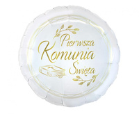 #BFK Balon foliowy Pierwsza Komunia Święta (biblia), okrągły 18" AA