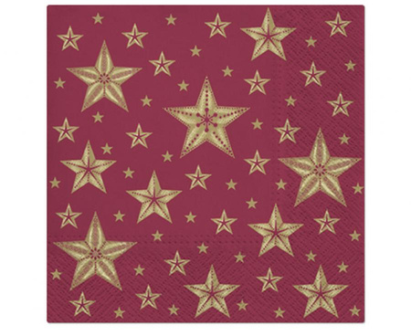 #ZSE Serwetki papierowe Beautiful Stars dark red 33x33 cm / 20 szt.