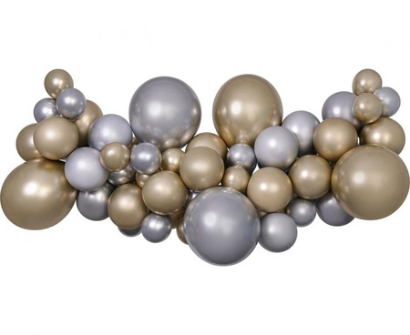 #GB Girlanda balonowa DIY Srebrno-złota SHINE, 65 szt.
