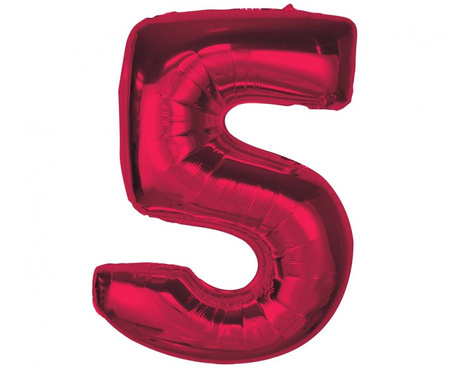 #BFC39 Balon foliowy Smart, cyfra 5, czerwona, 92 cm AA