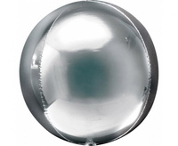 #BFK Balon foliowy 15" ORBZ -  kula srebrna (niepakowany)