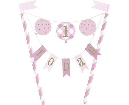 #DETO Dekoracja na tort Topper "Today 1", różowa KK