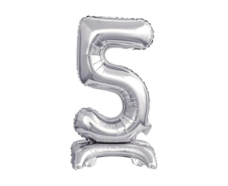 #BFC8 Balon foliowy B&C Cyfra stojąca 5, srebrna, 38 cm KK