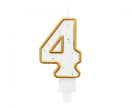 #SC2 Świeczka B&C cyferka "4", złoty kontur, 9 cm