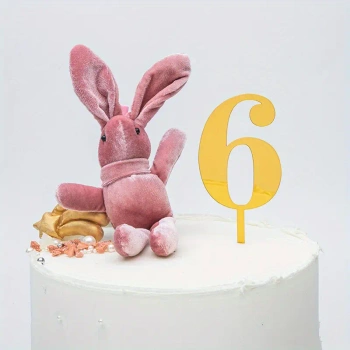Topper na tort ZŁOTY cyfra 6 SZEŚĆ SZÓSTKA 11x4 cm