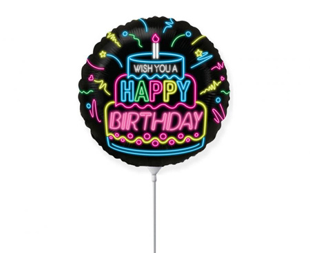 #BFK Balon foliowy 9" FX - Happy Birthday NEON, niepakowany