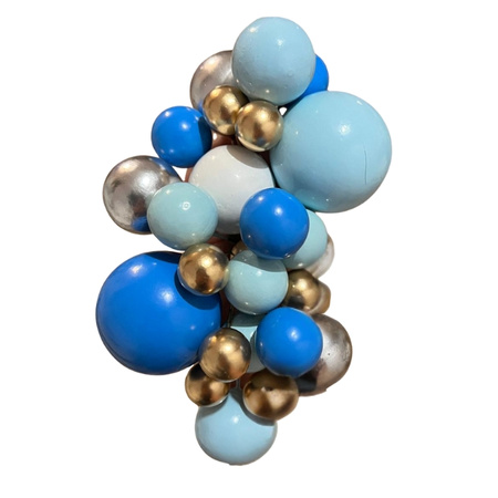 Toppery na tort kule na piku ZŁOTO SREBRNO NIEBIESKO BIAŁE
