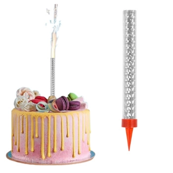 Fontanna raca na tort holograficzna 12 cm SREBRNA