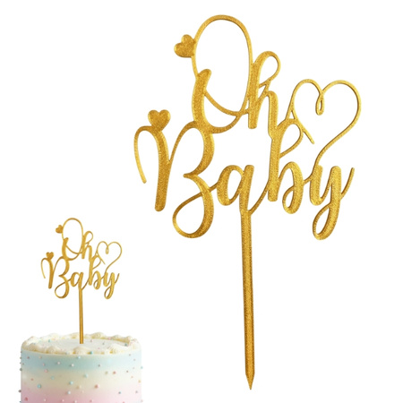 Topper na tort OH BABY 15x10 cm Gender reval Baby Shower