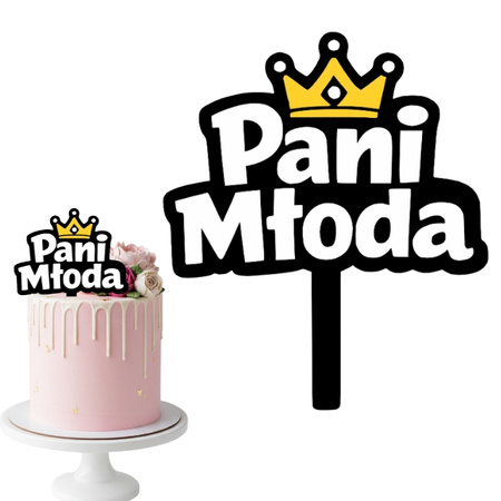 Topper na tort 15x12 cm PANI MŁODA WIECZÓR PANIEŃSKI