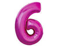 #BFC Balon foliowy "Cyfra 6", różowa, 92 cm KK