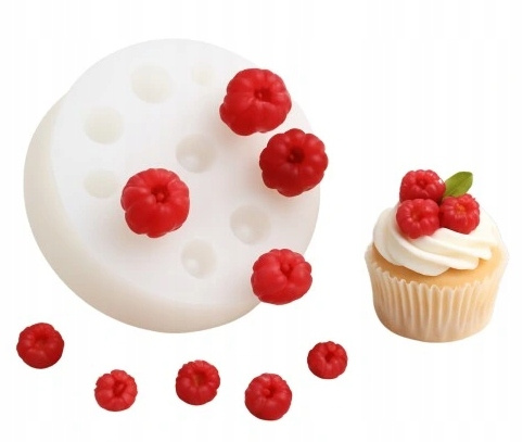 Biała foremka silikonowa do malin używana do tworzenia dekoracji z czekolady i masy cukrowej