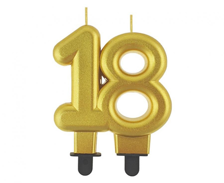 #SC11 Świeczka B&C cyferka 18, metalik złota, 8,0 cm