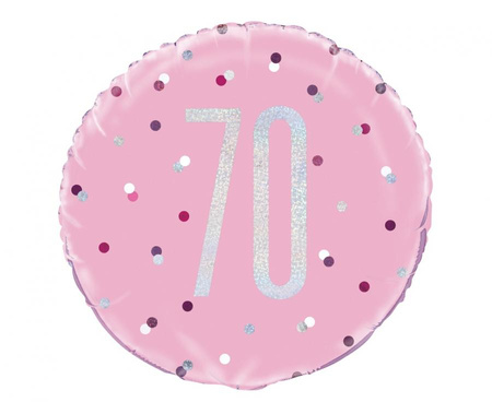 #BFK Balon foliowy UQ 18" Glitz, groszki z nadr. 70, różowy