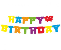 #DEGI Girlanda papierowa Happy Birthday, kolorowa, 160 cm KK