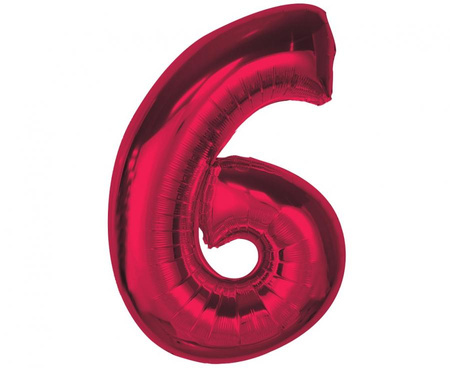 #BFC39 Balon foliowy Smart, cyfra 6, czerwona, 92 cm  KK