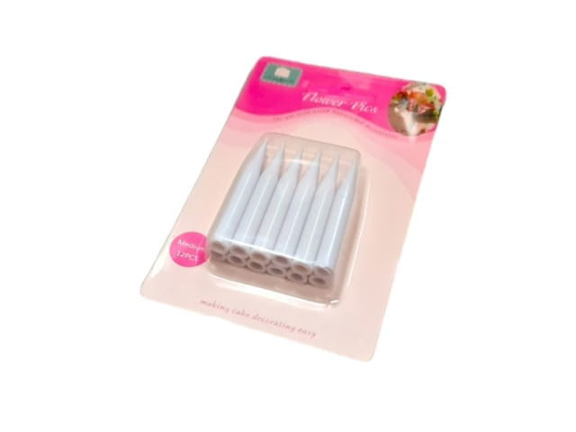 Zestaw 12 uchwytów do zabezpieczenia tortu żywe kwiaty średnie