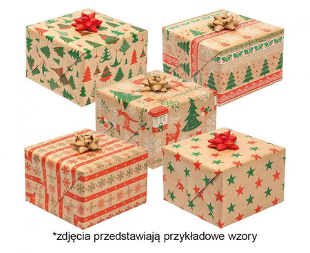 #PAK Papier ozdobny kraft P2 200x70cm rolka 1 ark. Gwiazdka zest. 5 Grafika - Papier typu kraft