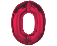 #BFC39 Balon foliowy Smart, cyfra 0, czerwona, 92 cm AA