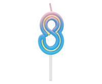 #SC22 Świeczka cyferka B&C Neon 8, 44x27x12mm, 1 szt.