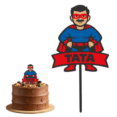 Topper na tort 16x7,5 cm SUPER TATA DZIEŃ TATY WZ.I