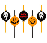 #ZSŁ Rurki (słomki) z medalionem "Halloween", 5 szt. KK