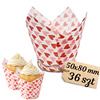 Muffiny tulipan BIAŁO CZERWONE SERDUSZKA 50x80 mm 36 szt. 