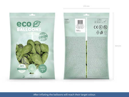 Balony Eco 30cm pastelowe, oliwkowy (1 op. / 100 szt.)