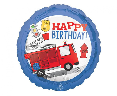 #BFK Balon foliowy 18" CIR Happy Birthday - First Responder, zapakowany