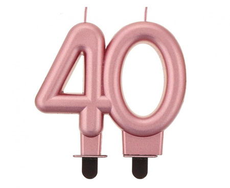 #SC10 Świeczka B&C cyferka, 40, metalik różowo-złota, 8.0 cm