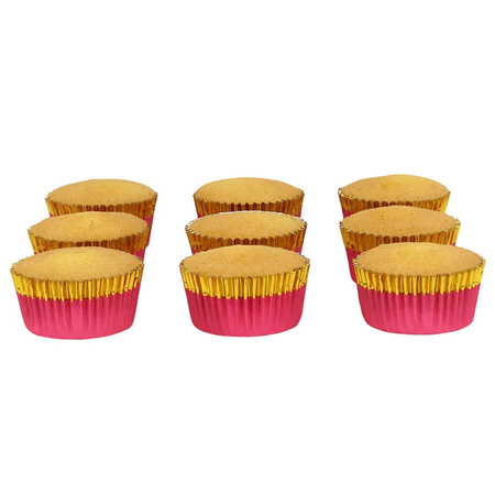 Papilotki do muffinek RÓŻOWE ZE ZŁOTYM PASKIEM 30 szt. PME