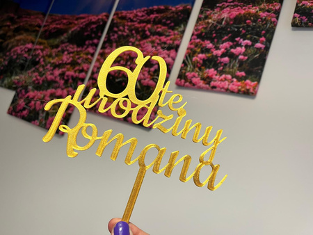 Topper na tort personalizowany Cyfra + urodziny + imię WZ. II