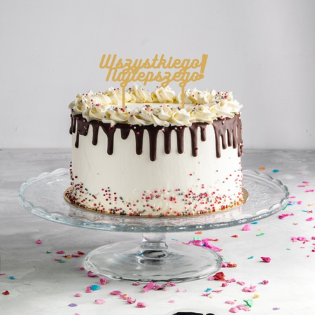 Topper na tort WSZYSTKIEGO NAJLEPSZEGO 13 cm ZŁOTY