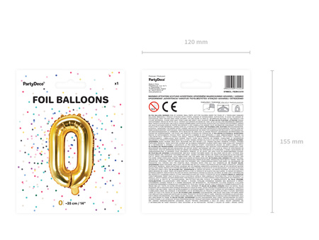 Balon foliowy Litera ''O'', 35cm, złoty