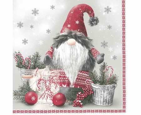 #ZSE Serwetki papierowe Scandinavian Gnome with Candy Canes, 33x33 cm, 20 szt.